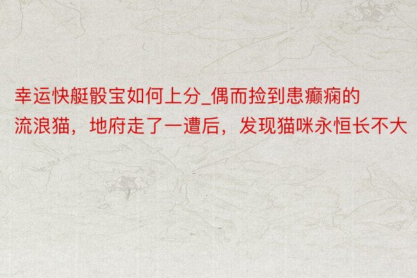 幸运快艇骰宝如何上分_偶而捡到患癫痫的流浪猫，地府走了一遭后，发现猫咪永恒长不大