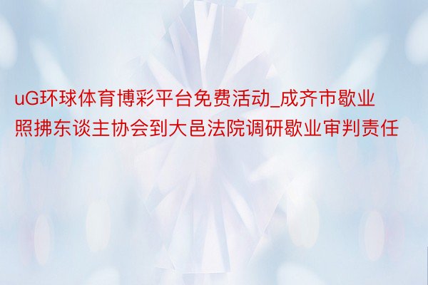 uG环球体育博彩平台免费活动_成齐市歇业照拂东谈主协会到大邑法院调研歇业审判责任