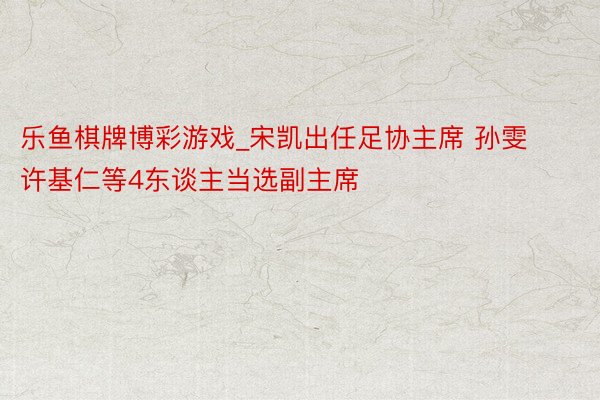乐鱼棋牌博彩游戏_宋凯出任足协主席 孙雯许基仁等4东谈主当选副主席